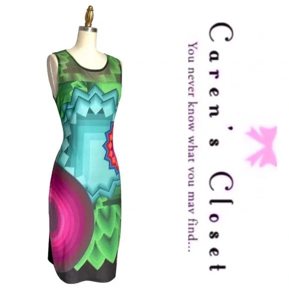 Desigual Mod Graphic Print Sleeveless Adriana Tank Dress - Picture 4 of 9